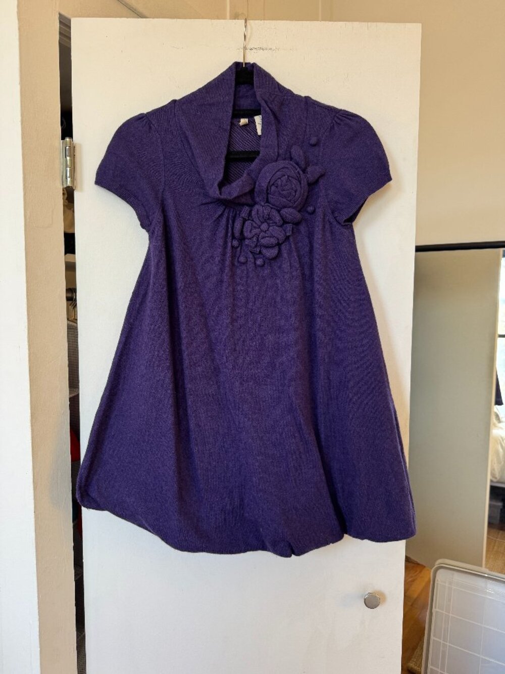 MOTH Anthropologie Purple Bubble Hem Sweater Top Medium